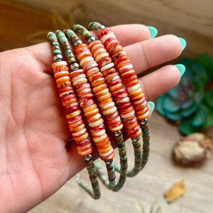 Green Turquoise & Orange Spiny Oyster Fall Necklace