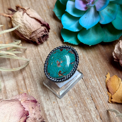 MJ Dark Turquoise Adjustable Sterling Silver Ring
