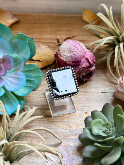 Mj ring - White Buffalo Adjustable Ring Square