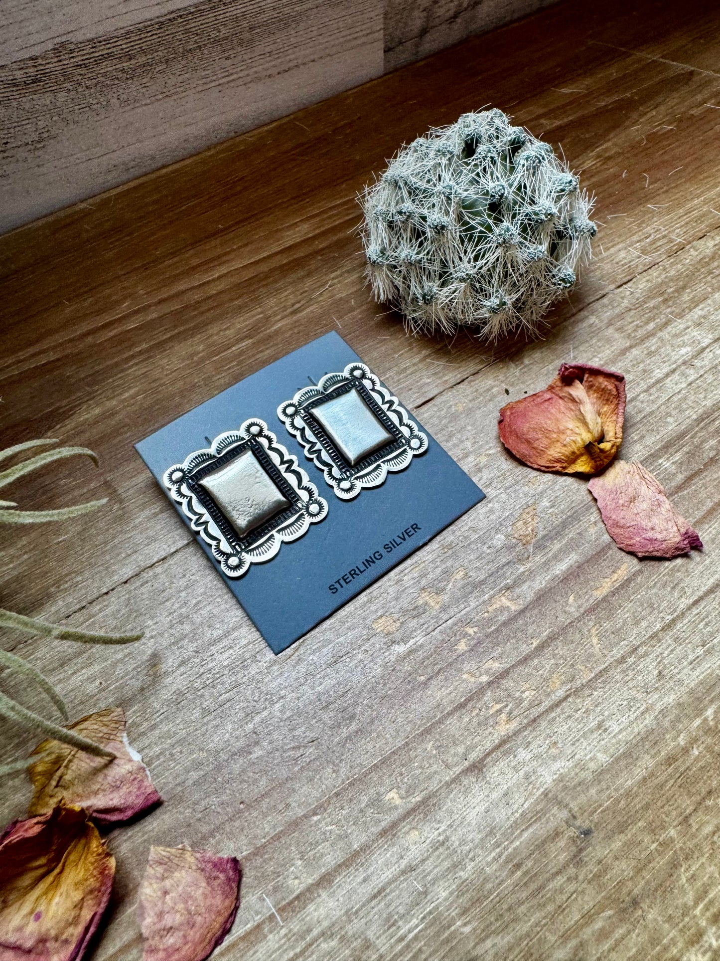 Bigger Square Sterling silver stud earrings