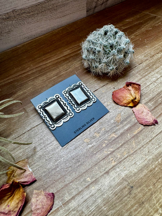 Bigger Square Sterling silver stud earrings