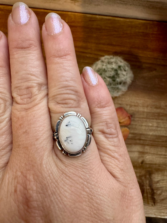 Small Ring - Size 6 1/2 - White Buffalo Ring & sterling silver