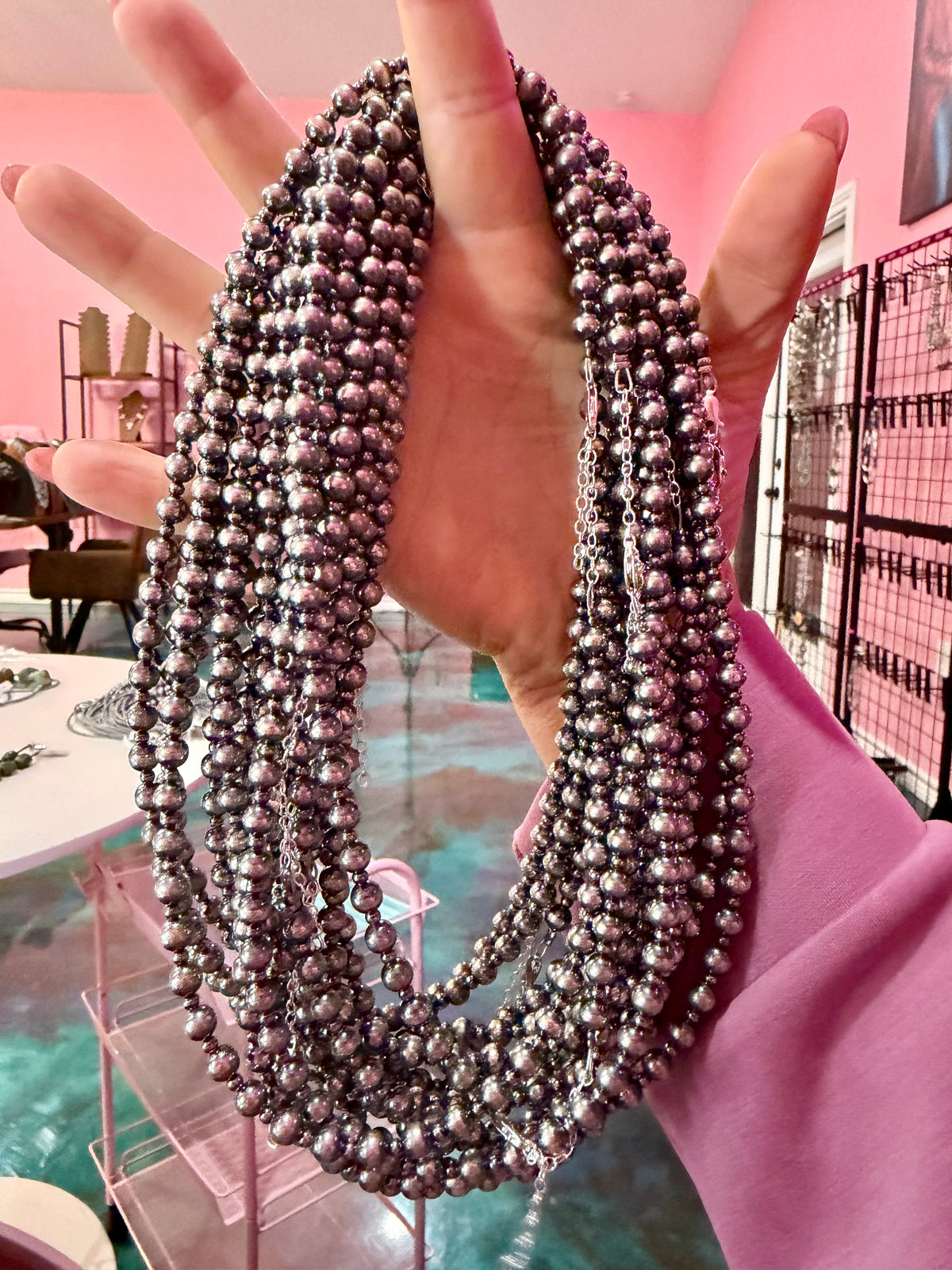 18-Inch Alternating Sterling Silver Pearl Necklace