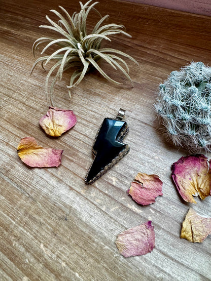 Black Onyx Lightning bolt pendant