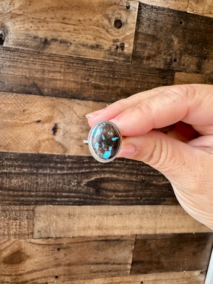 Small Ring - Size 7 1/2  -Blackjack turquoise ring & sterling silver option II