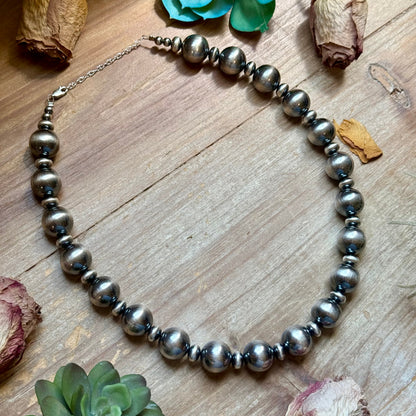 16mm Graduated Sterling Silver Pearl Statement Necklace