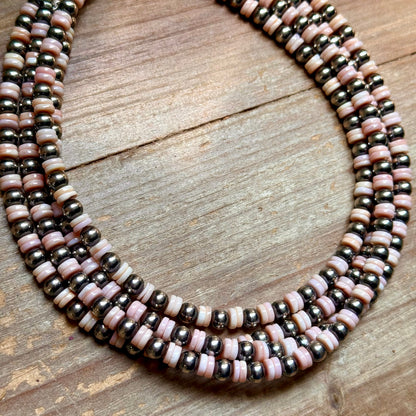 Pink Conch & Sterling Silver Choker 6mm