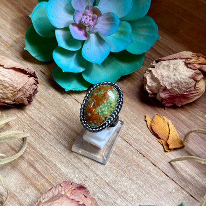 MJ Green Turquoise Adjustable Sterling Silver Ring