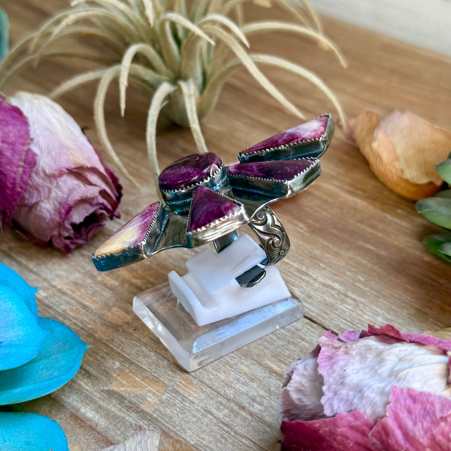 MJ Purple Spiny Oyster Ring – Sterling Silver Adjustable Band