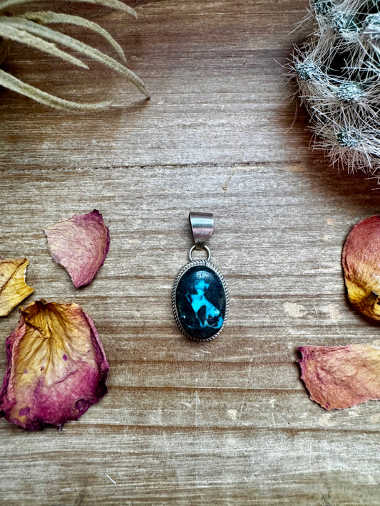 Small Pendant - Blackjack Turquoise & Sterling Silver