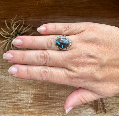 Small Ring - Size 7 1/2  -Blackjack turquoise ring & sterling silver option II