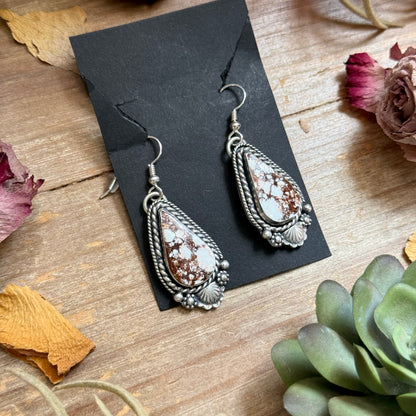 51 - Sterling Silver Wild Horse Jasper Dangle Earrings by Shay Pfeiffer
