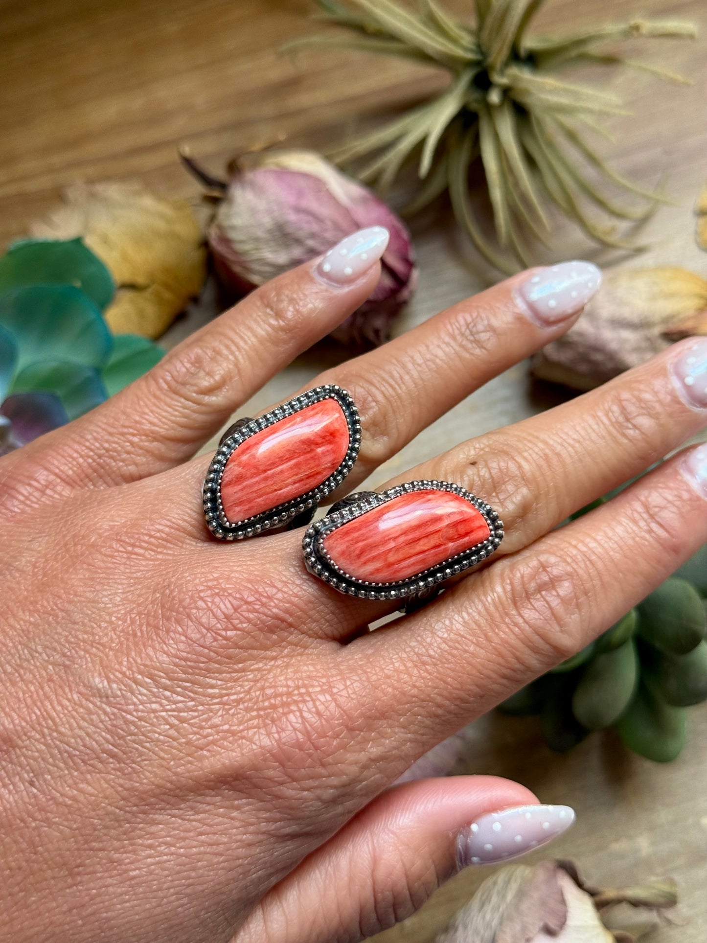 MJ Ring - Spiny Oyster Free Form Adjustable Ring