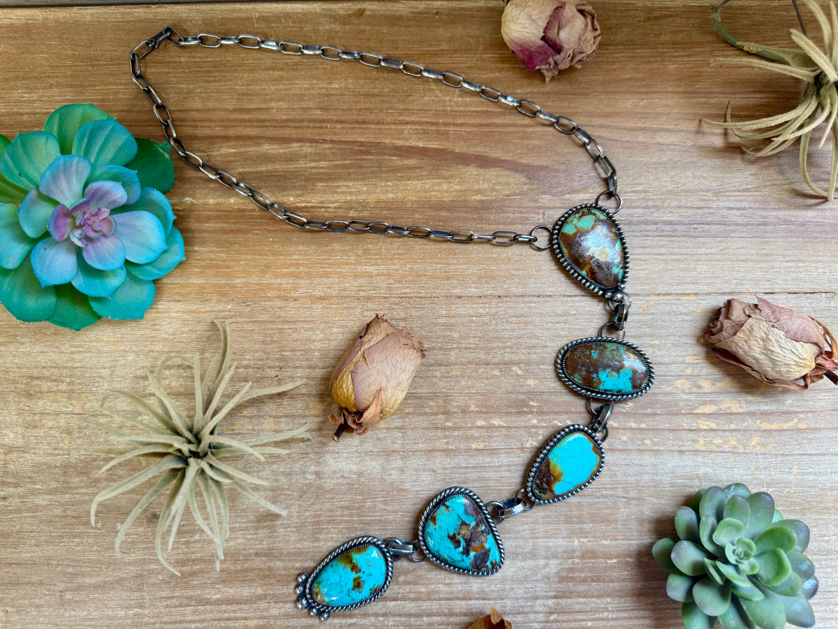 One-of-a-Kind Five-Stone Turquoise Lariat Necklace