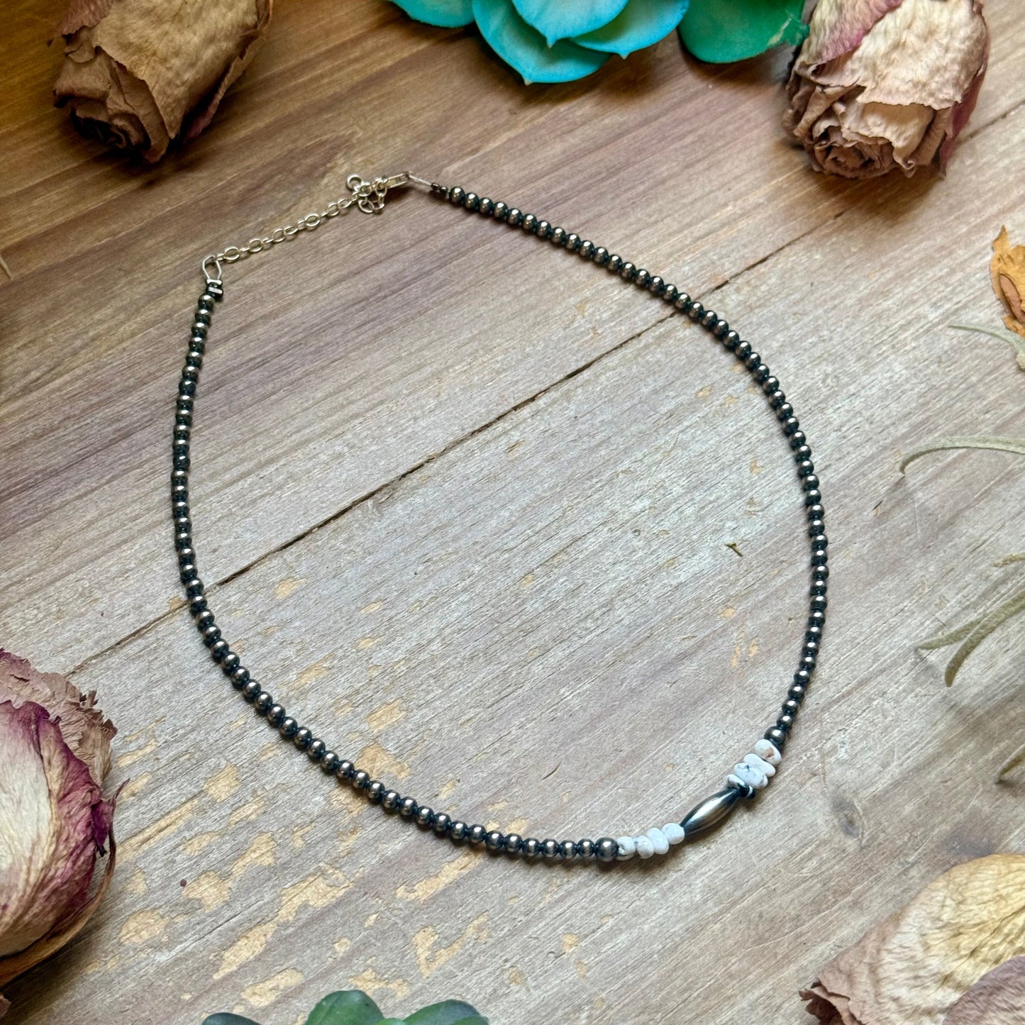 White Buffalo Nugget & Sterling Silver Torpedo Necklace