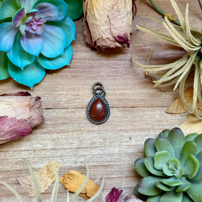 Brown Wild Horse teardrop sterling silver charm with free sterling silver necklace handmade by The Bijoux FAB