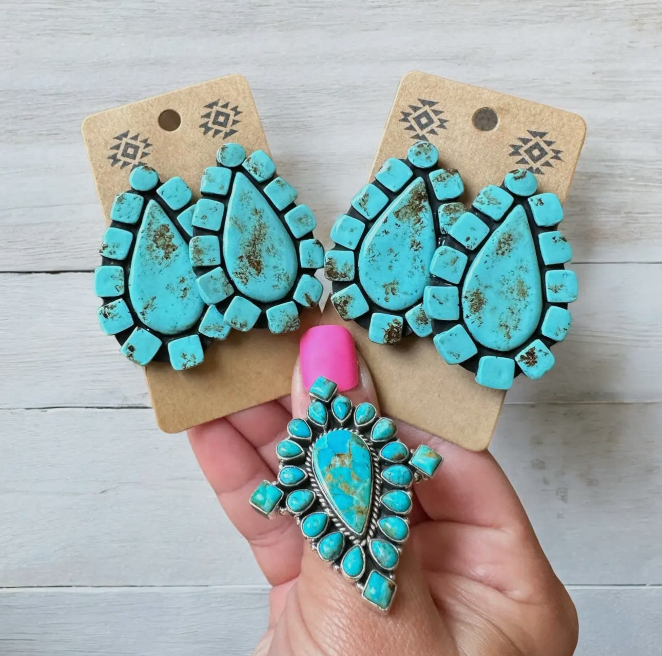 Turquoise clay earrings