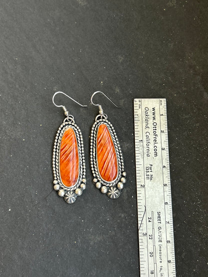 Sterling Silver Orange Spiny Oyster Dangle Earrings – Artist Shay Pfeiffer