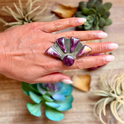 MJ Purple Spiny Oyster Ring – Sterling Silver Adjustable Band