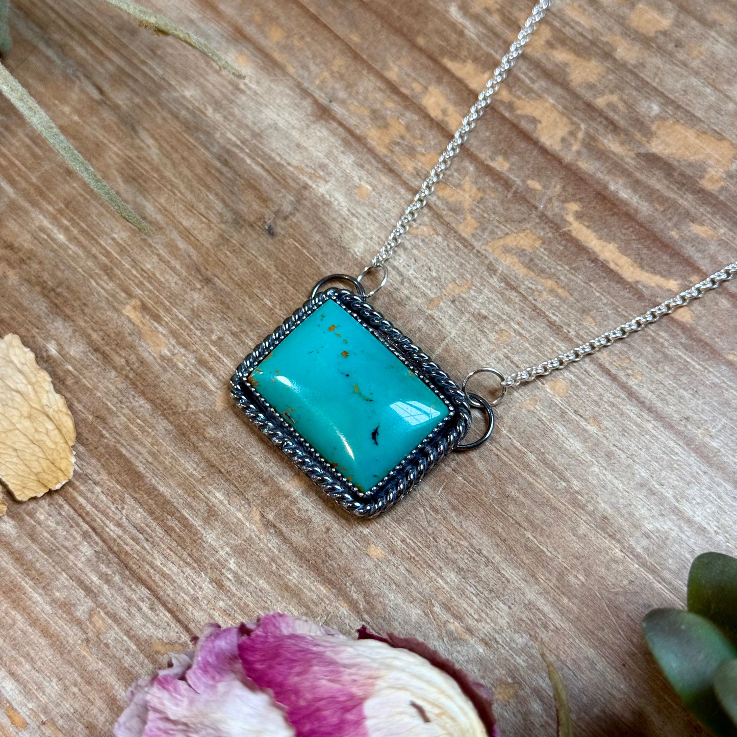 MJ Turquoise Bar Necklace – Sterling Silver