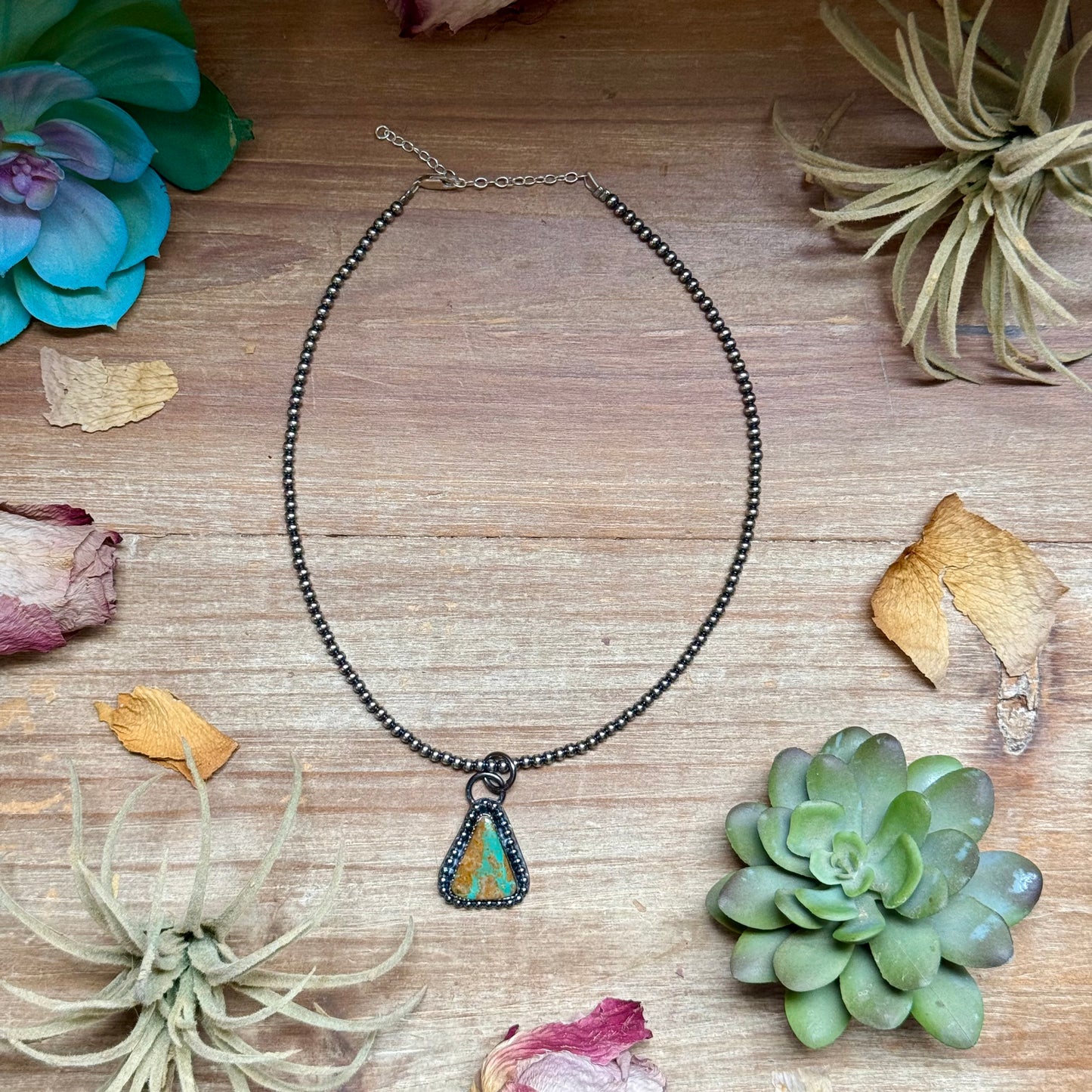 FREE Sterling Silver Necklace + MJ Triangle Royston Turquoise Charm