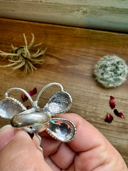 Dragonfly ring -size 7 - pink conch and sterling silver