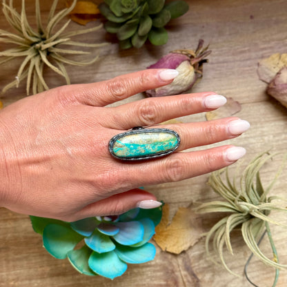 MJ Turquoise Ring – Sterling Silver Adjustable Band
