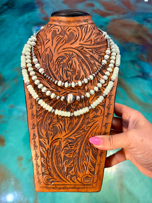 One Time Pieces – Lime Green Glass & Sterling Silver Necklace Collection