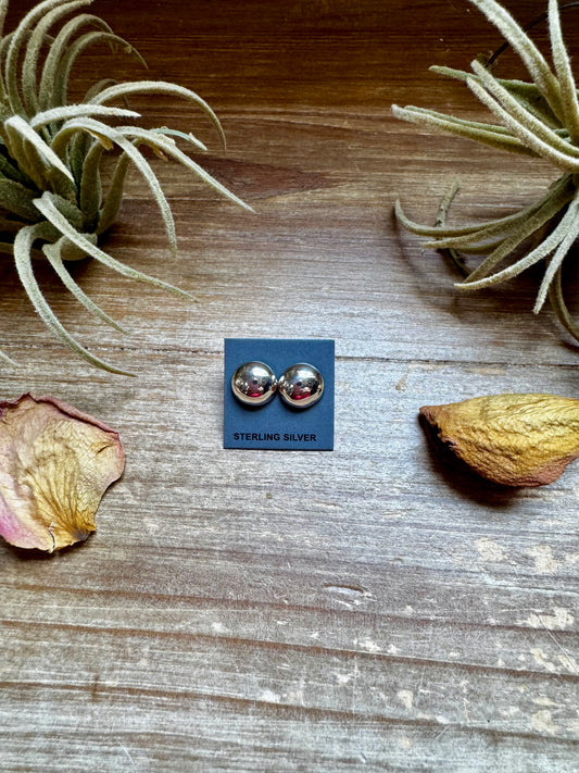 Simple 10mm round sterling silver stud earrings with post backs