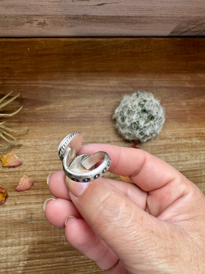 Ring -Adjustable - Pink Conch & Sterling Silver