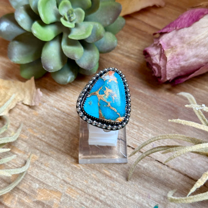 MJ Turquoise Mohave & Spiny Oyster Ring – Sterling Silver Adjustable Band