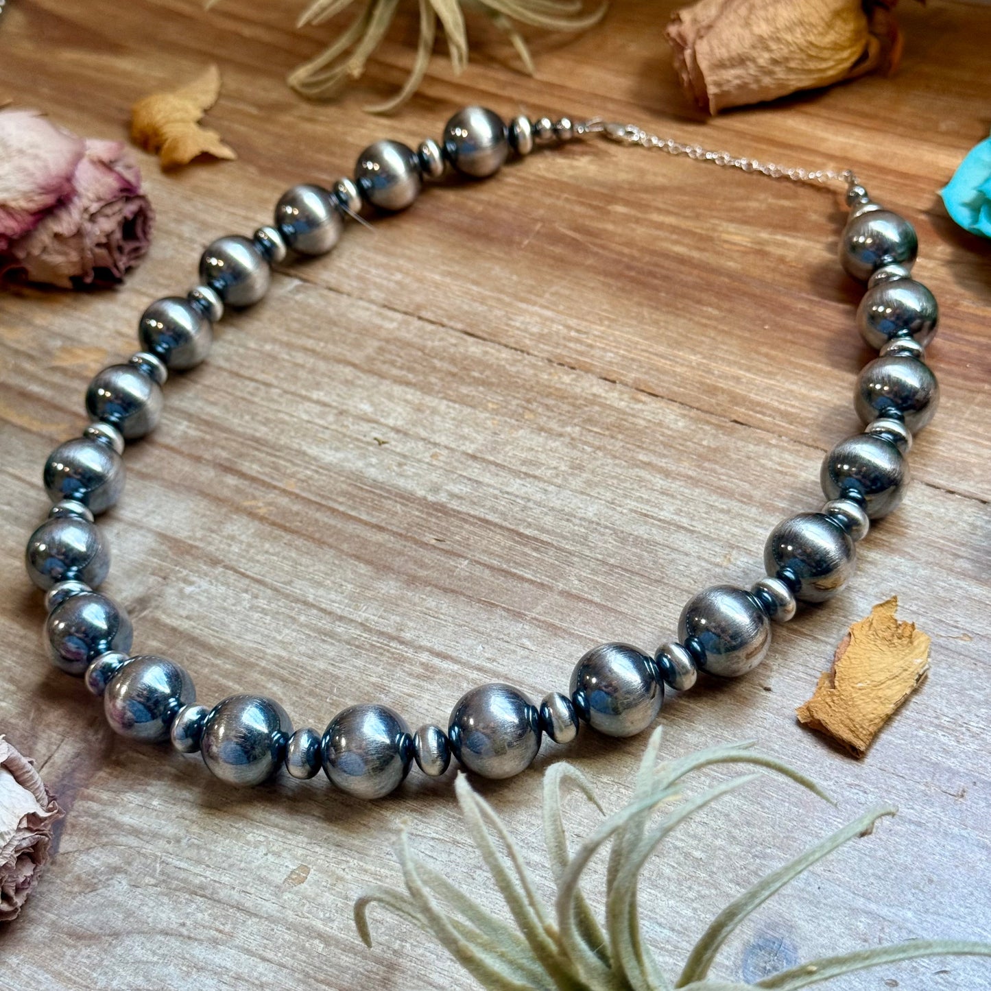 16mm Graduated Sterling Silver Pearl Statement Necklace
