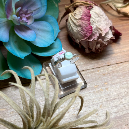 130 - Sterling Silver Paloma Variscite Medicine Man Eye Stamped Stacking Ring by Jason Ogg