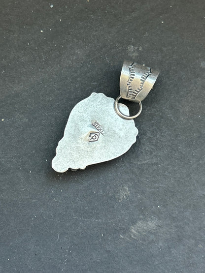 Sterling Silver Ribbon Royston Turquoise Heart Pendant – Fits Up to 10mm Beads – Artist Shay Pfeiffer