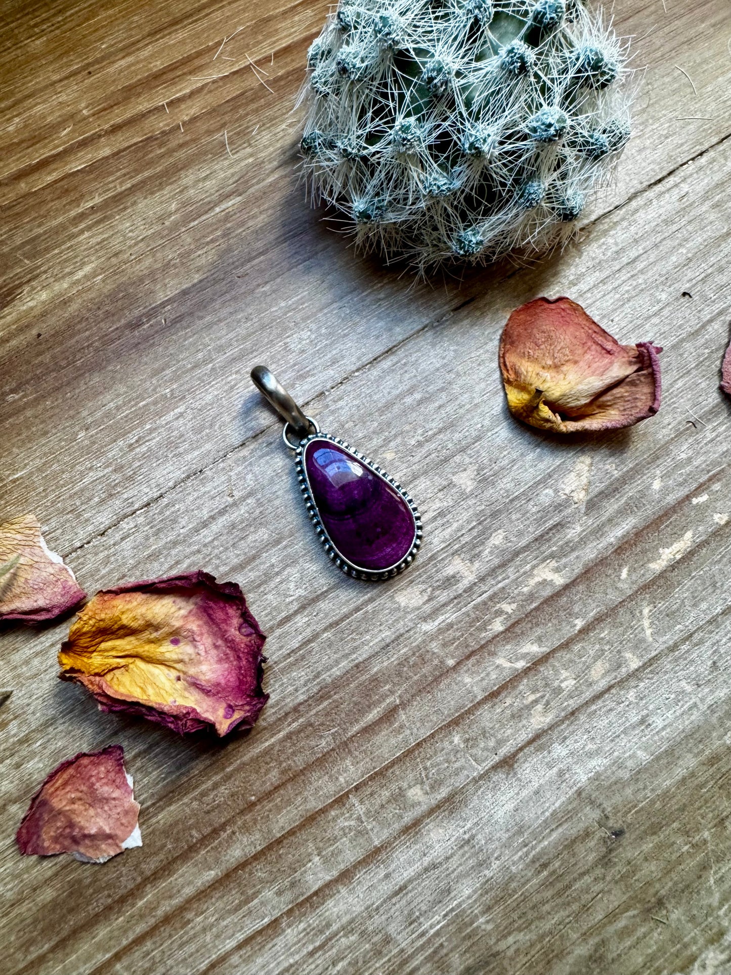 Teardrop Pendant - Purple Spiny & Sterling Silver option 2