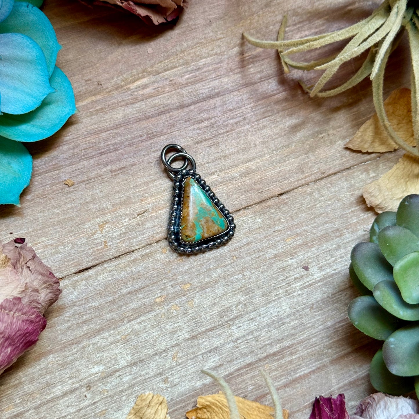 FREE Sterling Silver Necklace + MJ Triangle Royston Turquoise Charm