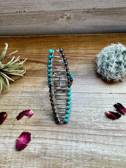 Turquoise and faux silver Hair Clips