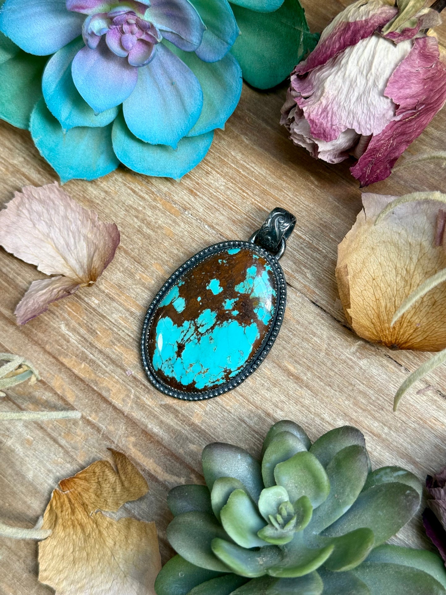 Turquoise Pendant – Sterling Silver (Fits 6mm Pearls)