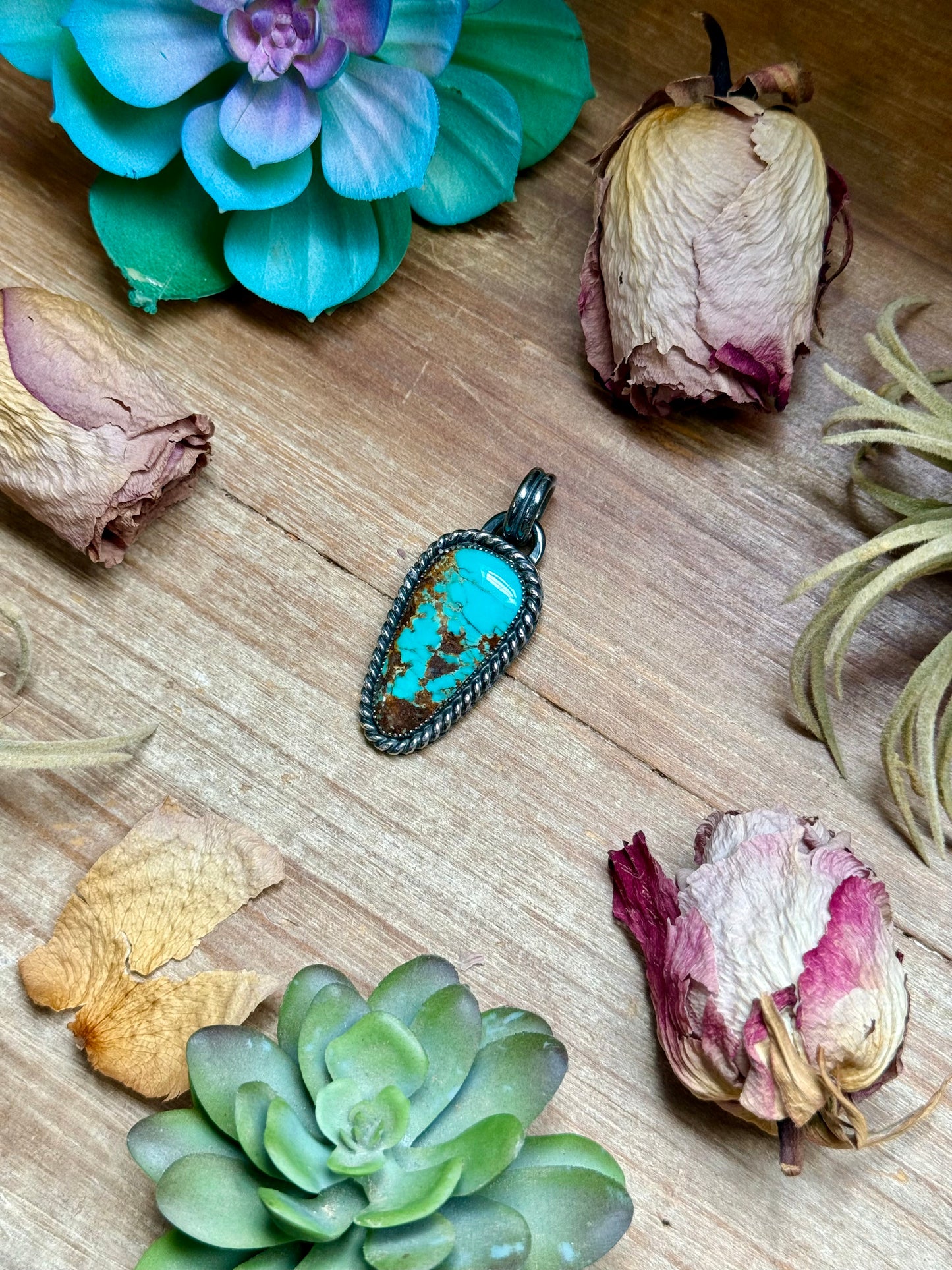 MJ Turquoise Sterling Silver Pendant – Triangle Shape