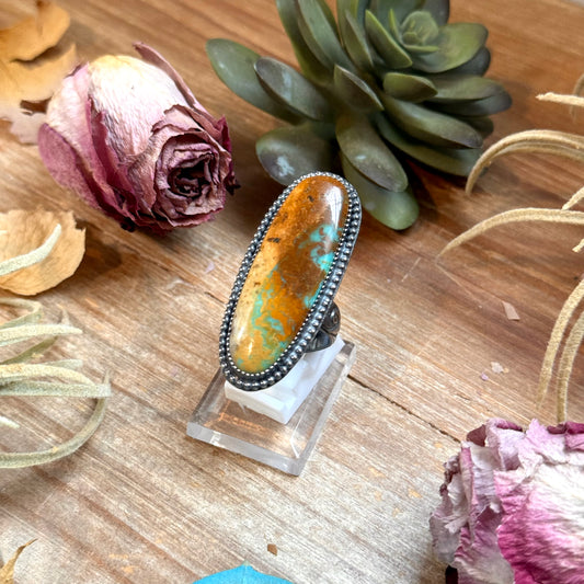 MJ Turquoise Ring – Sterling Silver Adjustable Band