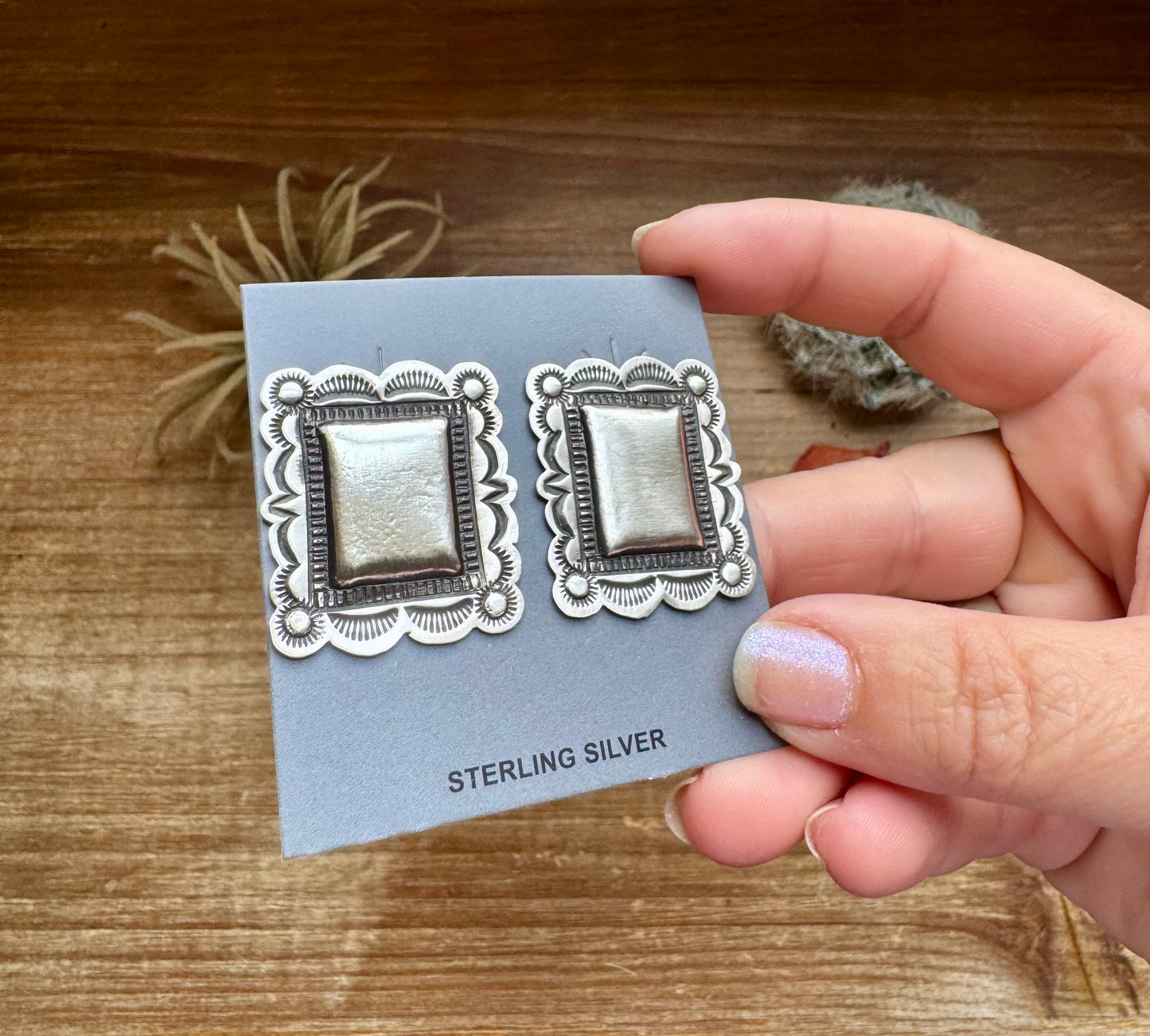 Bigger Square Sterling silver stud earrings