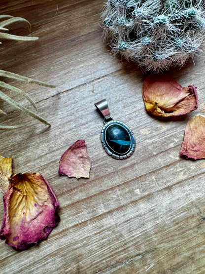 Small Pendant - Blackjack Turquoise & Sterling Silver option III