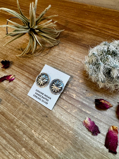 Round Sterling silver stud earrings