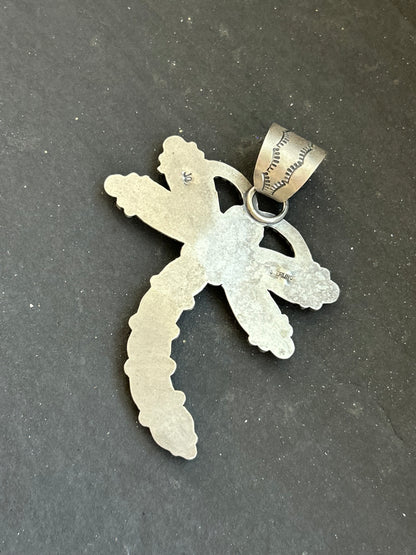 Sterling Silver Orange Spiny Oyster Dragonfly Pendant – Fits Up to 15 mm Beads – Artist Shay Pfeiffer
