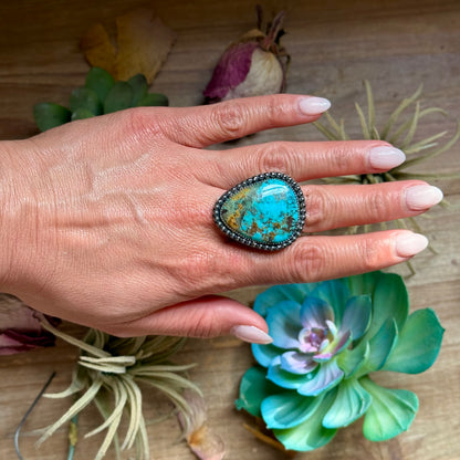 MJ Turquoise Ring – Sterling Silver Adjustable Band