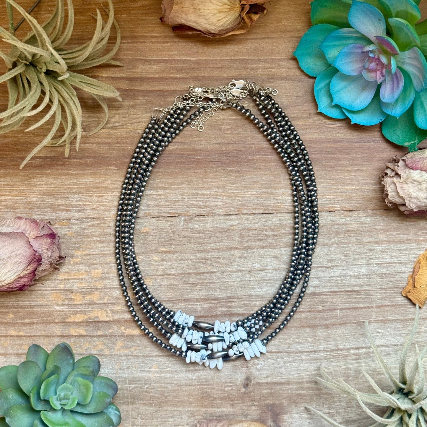 White Buffalo Nugget & Sterling Silver Torpedo Necklace