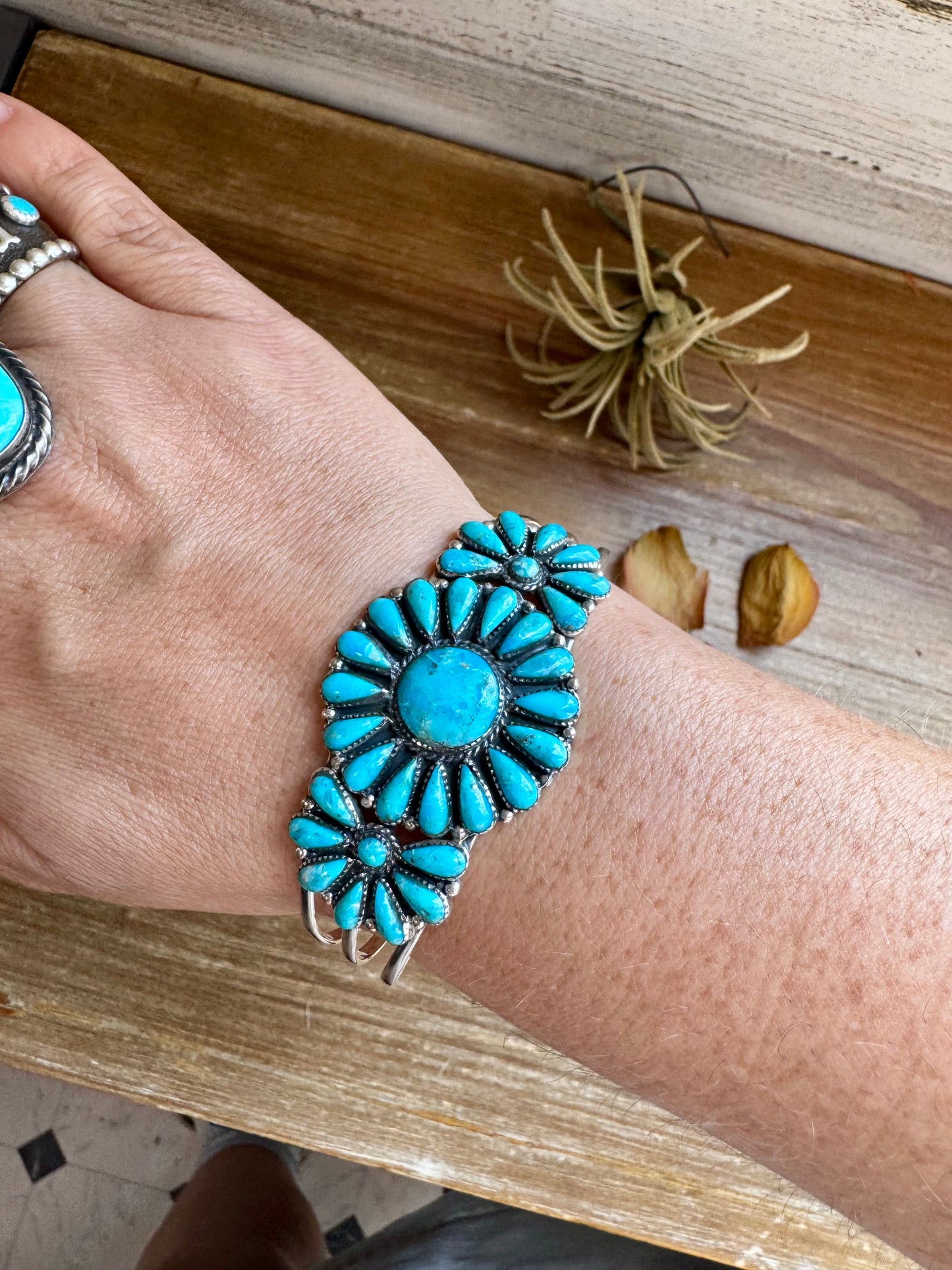 Large Turquoise Cuff – Sterling Silver – Kingman Turquoise