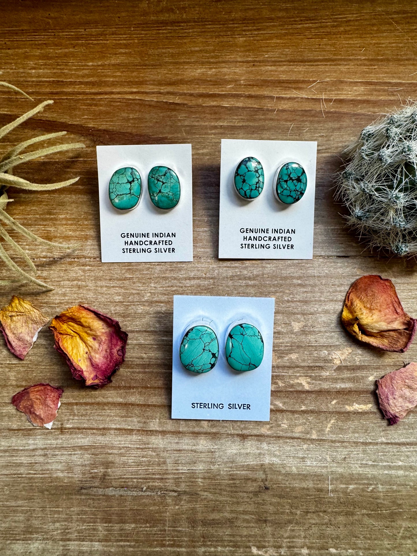 Stud Earrings - Turquoise oval stud earrings