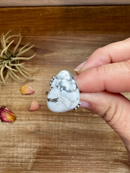 Ring - Size 9- White Buffalo Ring & sterling silver