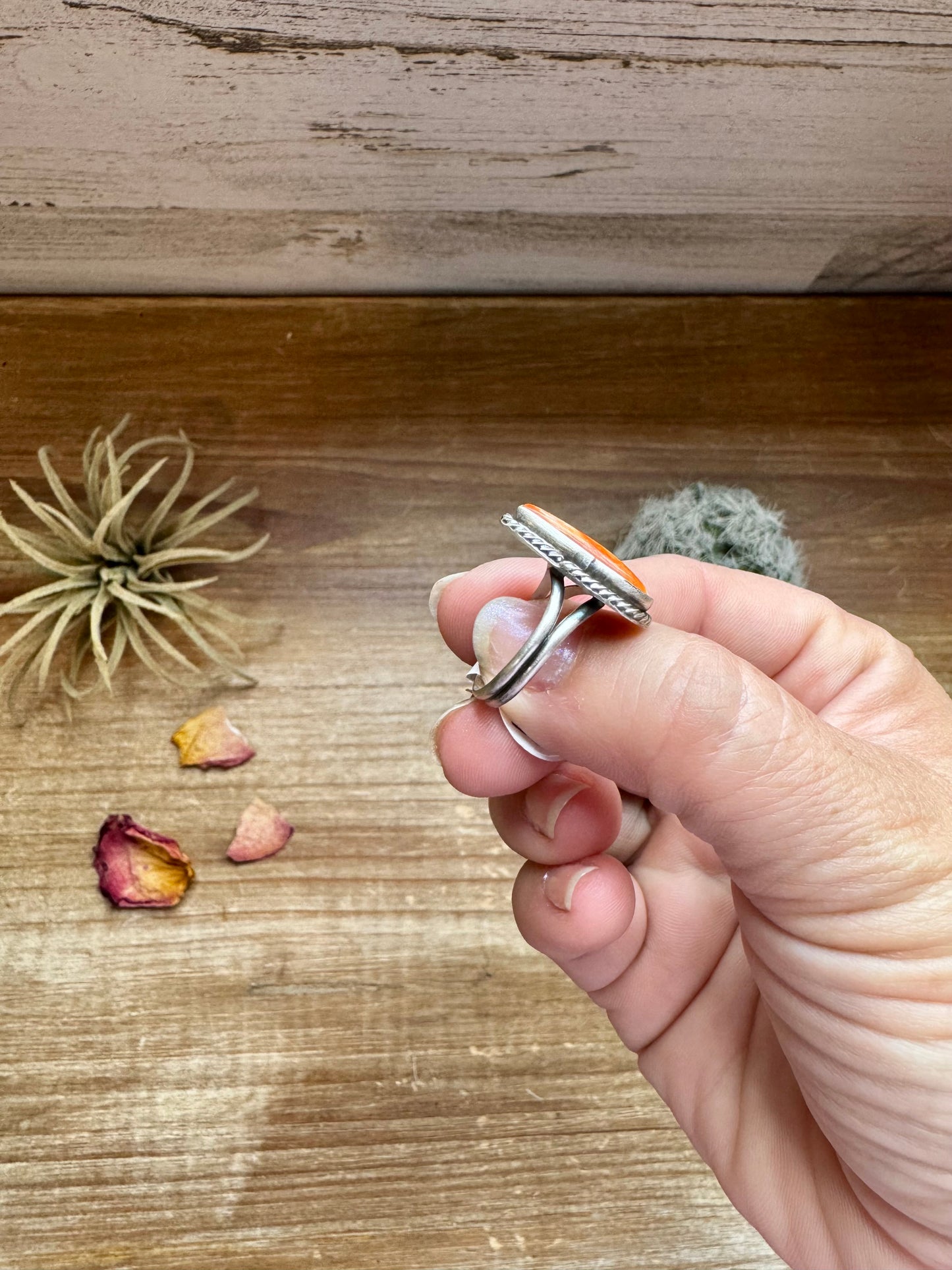 Ring - Size 7 -Red Spiny & Sterling Silver